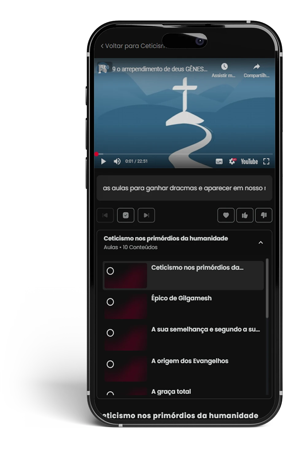 Mockup da plataforma com as aulas